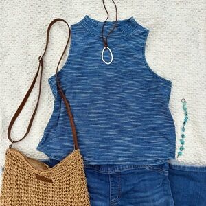 Anthropologie Blue Striped Tank Top